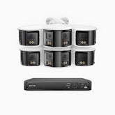 FDH600 - 8 Channel PoE Security System with 6 Dual Lens Cameras, 6MP Resolution, 180° Panoramic View, Smart Dual Light Night Vision, Two-Way Audio, Active Siren & Alarm, Human & Vehicle Detection, IP67